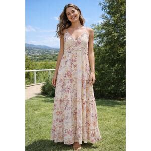 NEW CHELSEA28 Floral Ruffle Tiered Maxi Sundress XL